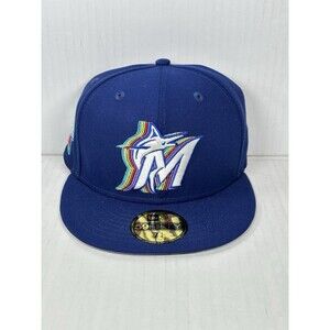 New Era Miami Marlins 59FIFTY MLB Hat Cap World Series 25 Years Patch Size 7 1/4